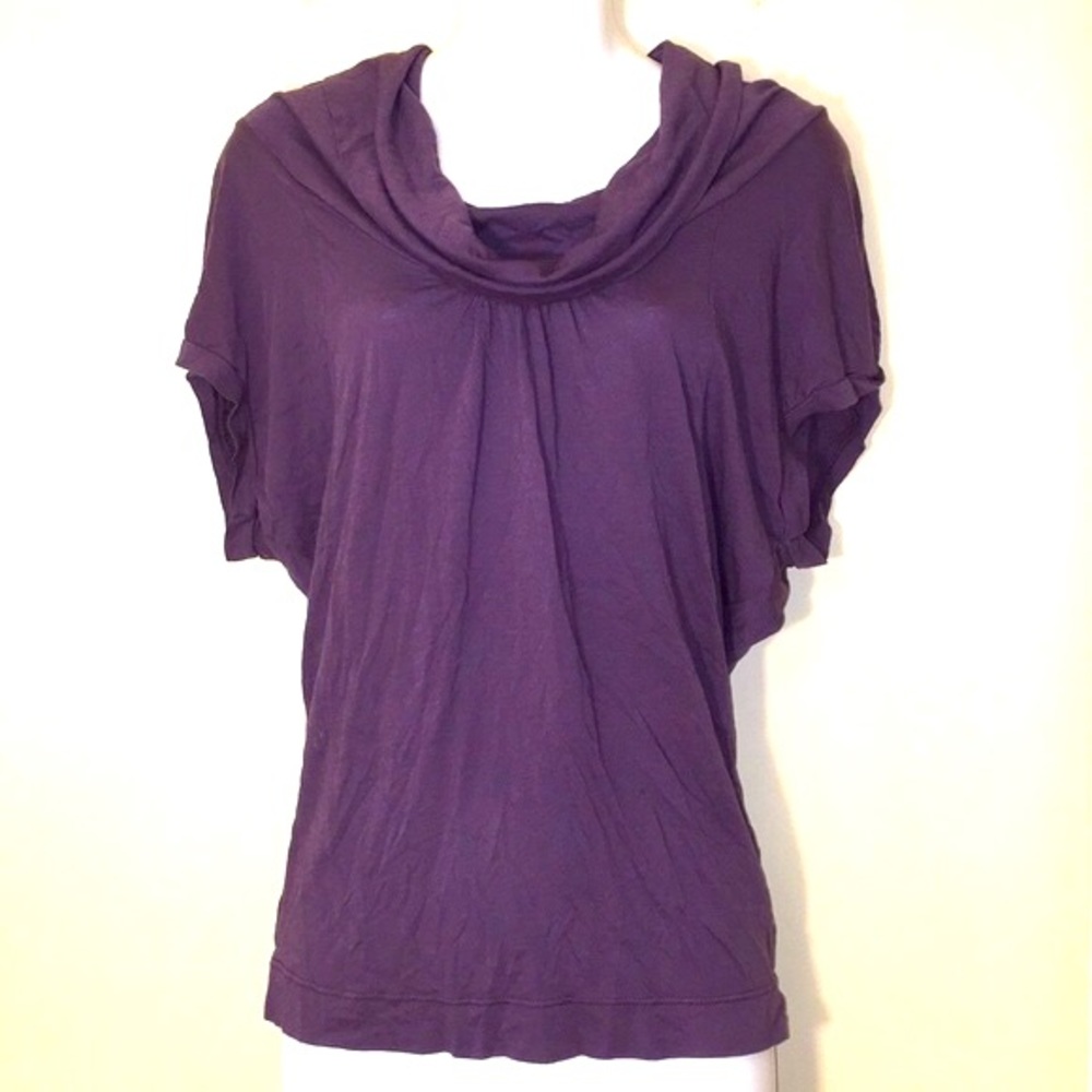 Anthropologie LA Made Purple Cotton Cowl Neck Top-Size Small